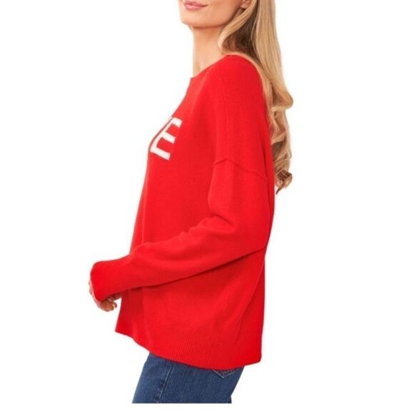 Vince Camuto Bright Cherry Red Love Sweater NWT - Picture 3 of 16